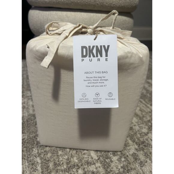 New- DKNY Pure Washed Waffle Stripe White Panel Pair Curtains 50 X 84 - Picture 7 of 7